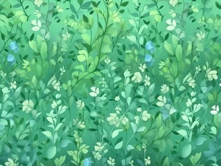 green grass and flowers