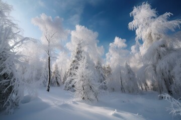 snowy trees in winter. Generative AI