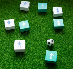 football planning , soccer manager tactic , wood block football players