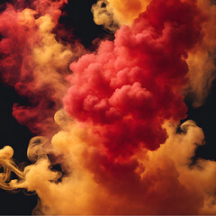 Amazing plume of red and yellow smoke, generative ai