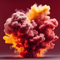 Amazing plume of red and yellow smoke, generative ai
