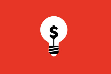 a dollar sign inside a light bulb illustration.  Vector illustration.