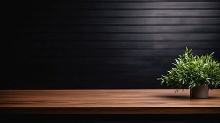 Rustic Wooden Table with plant in vase