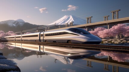 The bullet train The background is mainly composed of.Generative AI.