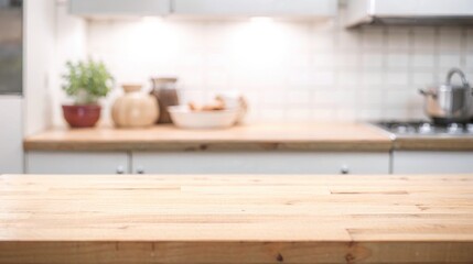 Fototapeta na wymiar blank table blur kitchen background
