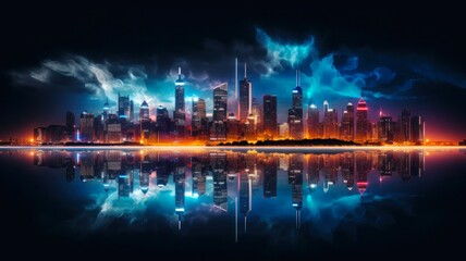 Fototapeta na wymiar Abstract Chicago Nightscape: City Lights Bokeh in Artistic Blur