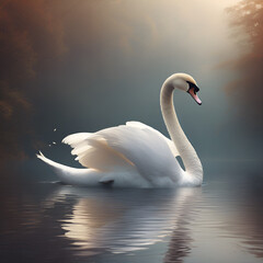 swan on the water, bird, white, animal, Ai generated 