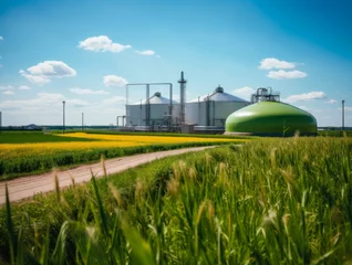 Deurstickers Anaerobic Digestion in Germany with Grain Fields: A Biogas Plant and Sustainable Energy Production. © Sandris_ua