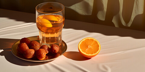  Dried Dates on a Plate in Light Orange and Light Gold