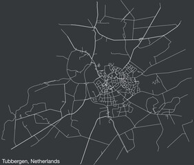 Detailed hand-drawn navigational urban street roads map of the Dutch city of TUBBERGEN, NETHERLANDS with solid road lines and name tag on vintage background