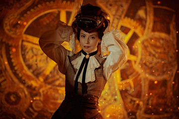 confident steampunk lady