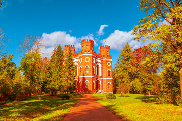 Arsenal Pavilion in Alexander Park in golden autumn. Pushkin (Tsarskoe Selo)
