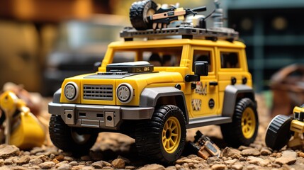 photo of a yellow jeep rubicon toy car