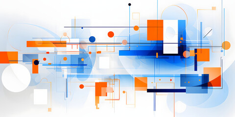Abstract Harmony in White, Orange, and Blue: A Vector Geometric Composition with Mixed Patterns