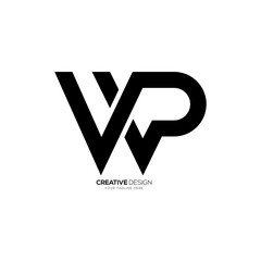 Letter Wp with modern unique shape creative line art negative space monogram logo