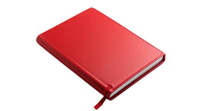 red notebook on a transparent background