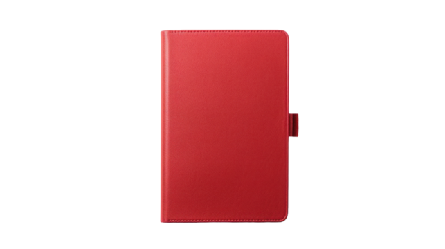 red notebook on a transparent background