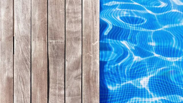 Pool with wooden deck