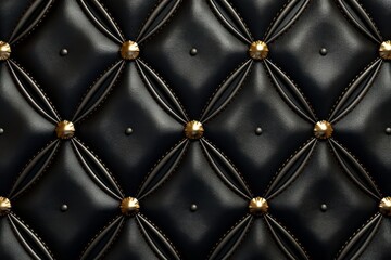 Naklejka premium Black leather texture adorned with gold decorative