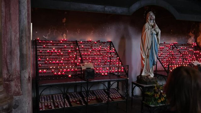 interior of the church in Hallstatt, Austria