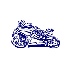 line sketch illustration of a person riding a motorbike as an element for making logos, symbols and activity symbols with transparent background