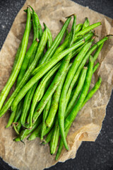 green beans raw fresh bean pod  eating cooking diet meal food snack on the table copy space food background rustic top view keto or paleo diet vegetarian vegan food