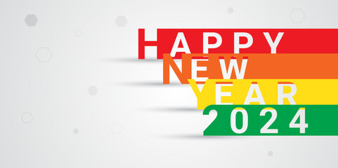 Happy new year 2024 design with colorful thin numerals. Premium vector background for banners, posters, calendars, and more.