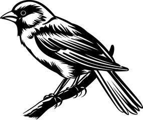 Sparrow Silhouette Icon Illustration