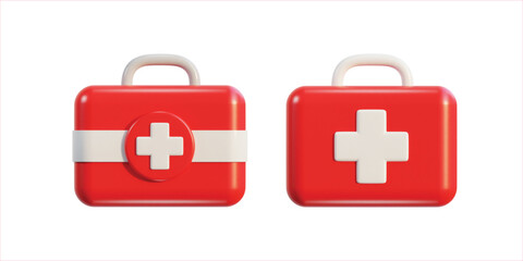 First aid kit, ambulance emergency box set icon
