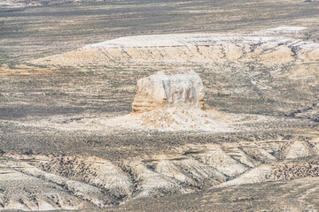 Mount Sphinx in the Kazakh steppe Mangistau on the Ustyurt plateau, limestone relief in the steppe