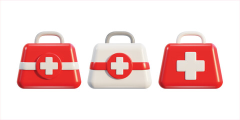 First aid kit, ambulance emergency box set icon