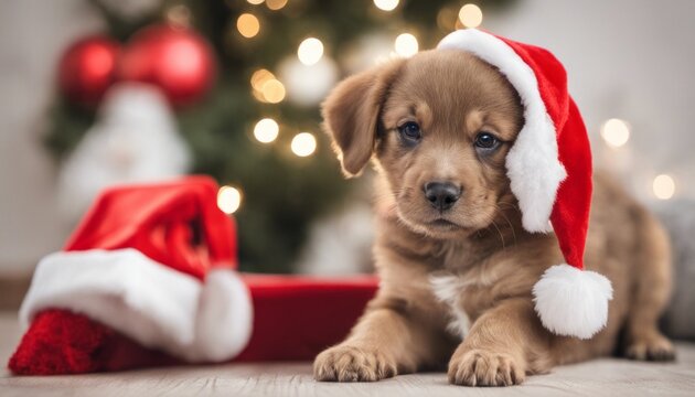 an adorable picture of a puppy in a Santa hat beside a 'Naughty or Nice' sign, leaving room for a holiday verdict.