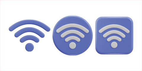 3d wifi wireless network icon set