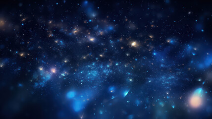 Abstract Dark Blue Background with Glowing Particles