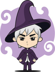 Illustration Vector Graphic Of Witch Boy Chibi Good For mascot and event icon