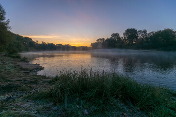 sunset over the river