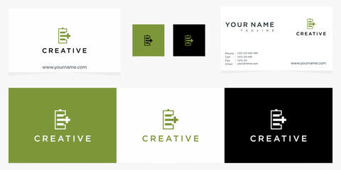 card design with creative battery logo designs vector