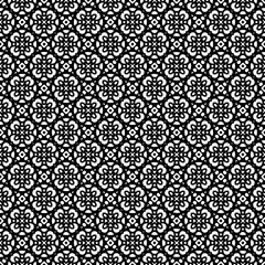 Black and white seamless abstract pattern. Background and backdrop. Grayscale ornamental design. Mosaic ornaments. Vector graphic illustration. EPS10.