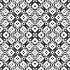 Black and white seamless abstract pattern. Background and backdrop. Grayscale ornamental design. Mosaic ornaments. Vector graphic illustration. EPS10.