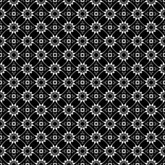 Black and white seamless abstract pattern. Background and backdrop. Grayscale ornamental design. Mosaic ornaments. Vector graphic illustration. EPS10.