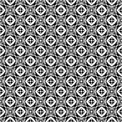 Black and white seamless abstract pattern. Background and backdrop. Grayscale ornamental design. Mosaic ornaments. Vector graphic illustration. EPS10.
