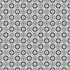 Black and white seamless abstract pattern. Background and backdrop. Grayscale ornamental design. Mosaic ornaments. Vector graphic illustration. EPS10.