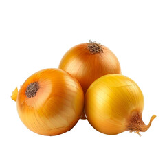 Yellow onion cutout on a transparent background. Concept of food.