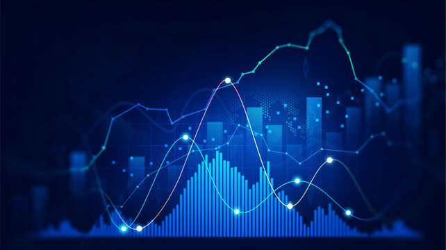 Finance chart,stock market business and exchange financial growth graph. Stock market investment trading graph growth.