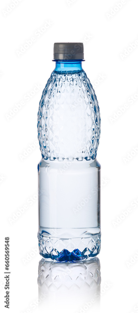 Sticker plastic water bottle isolated on a white background