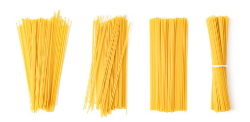 Bunch of spaghetti isolated on white background