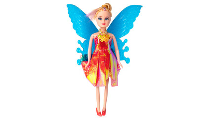 Doll with butterfly wings. isolated on white background