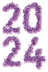 Floral Typography Font Art Made of Flowers, 3D rendering, new year 2024