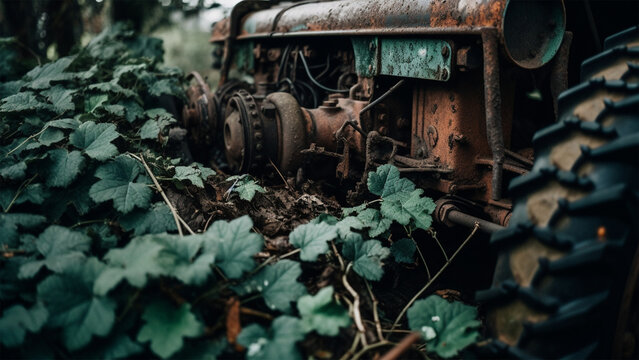 old rusty tractor