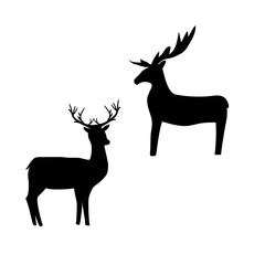 Black silhouette of two deer